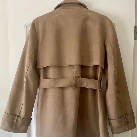 NWT Zara Faux Suede Trench Coat - Picture 3 of 8